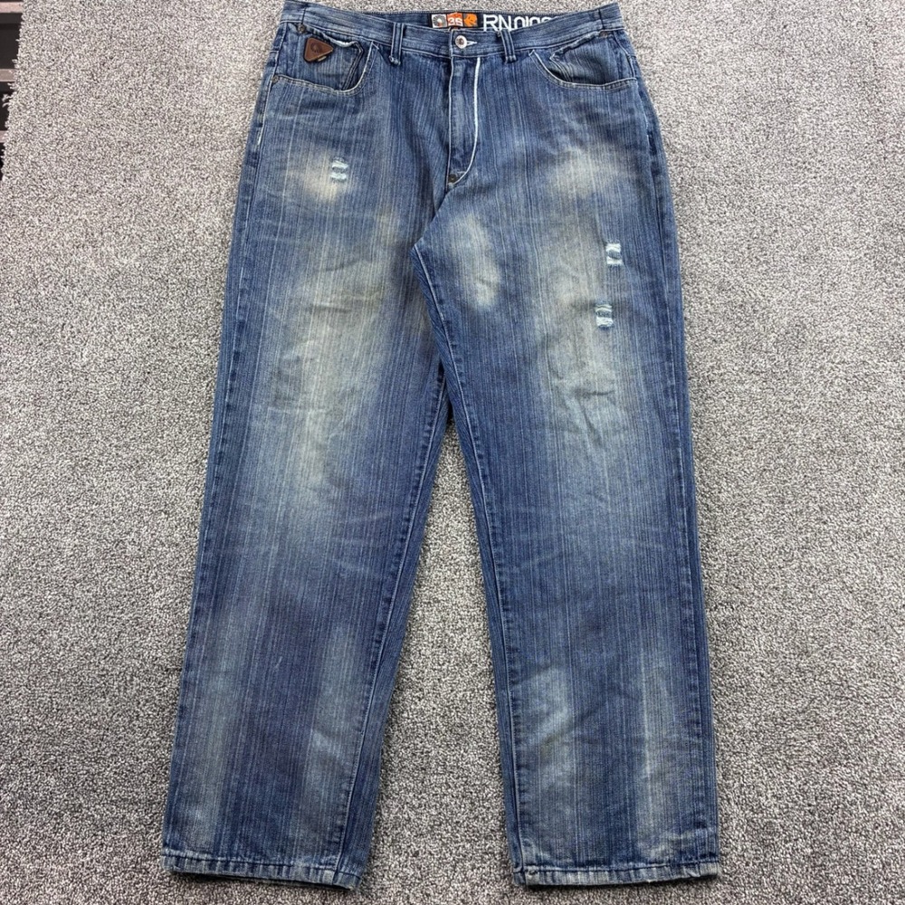 Vintage Y2K Akademiks Jeans Mens 36x32 Blue Denim Baggy Y2K Hip Hop Loose